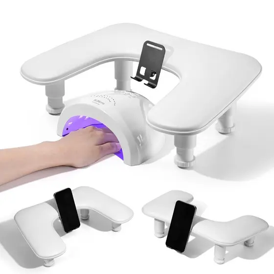 Suporte Apoio de Braço / Mão Para Manicure + Suporte de Celular Fixado Com Rotação 360°