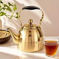Chaleira aço Inoxidavel C/ Infusor 1000ML dourado inducao /fogo