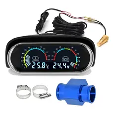 Marcador De Temperatura Carro Voltimetro Digital + Adaptador