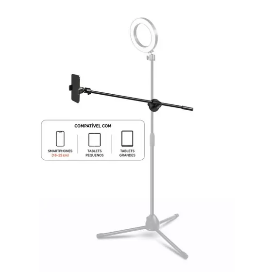 55cm suporte de telefone suporte de extensão projetado 3/8 rosca barra transversal