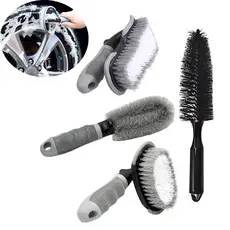 Kit de Escovas Profissionais P/ Limpeza de Rodas Pneus Aros 4 Peças
