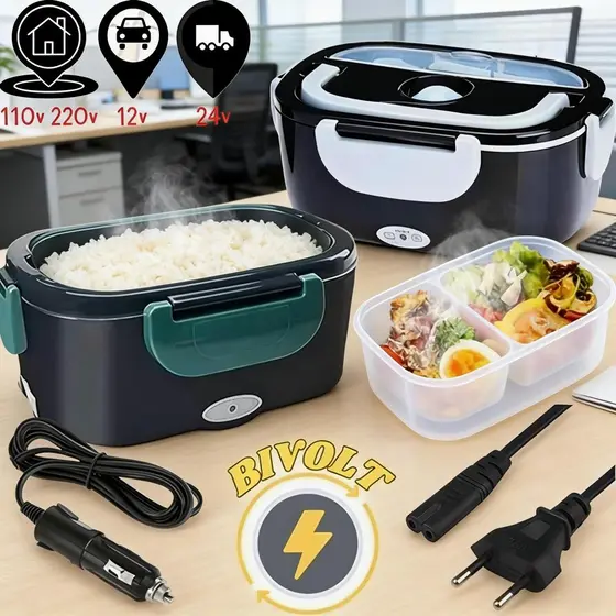 Marmita Elétrica Veicular Tomada Bivolt 110V/220V E 12V/24V - Marmita Térmica Para Comida
