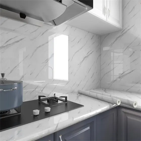 Papel De Parede Adesivo 20 Metrosx60cm Marmore Branco