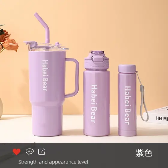 Kit 3 Garrafa Copo Tendência Agua Squeeze Com Adesivos Lembretes beber Agua