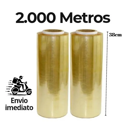 Kit 2 Rolos Bobina Plastico Filme Pvc Esticavel Resistente 38cm X 1000m