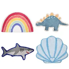 Tapete de Microfibra Antiderrapante Infantil Fofo Seanite Arco Iris Tubarão Sereia Concha Dinossauro