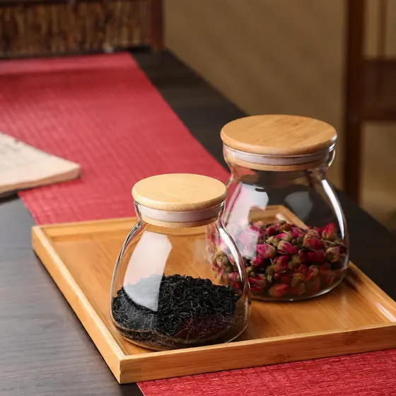 Kit 2 Pote Hermético de Vidro Borossilicato com Tampa de Bambu Organizador 500ml 750ml