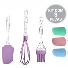 Kit Confeiteiro Completo Espatulas De Confeitaria 3 Peças Acrilico Silicone Culinário