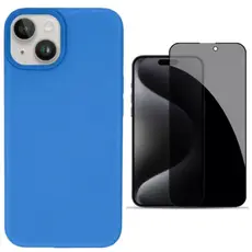 Capa Capinha Para iPhone 13 Azul Aveludado + Película Privacidade