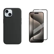 Capa Capinha Para iPhone 15 Preto + Película 3D