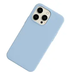 Capa Capinha Para iPhone 16 Pro Max Azul Bebê Aveludada