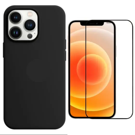 Capa Capinha Para iPhone 14 Pro Max Preto + Película 3D