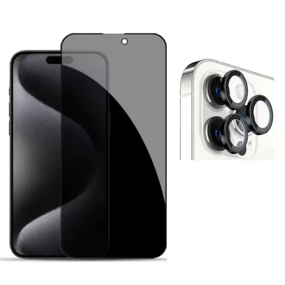 Pelicula 3D Privacidade Para Iphone 15 Pro Max + Película Câmera