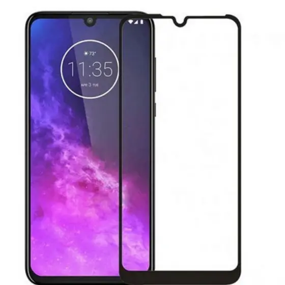 Película De Vidro Para Moto E6 Plus 3D Preto Cobre Toda Tela -