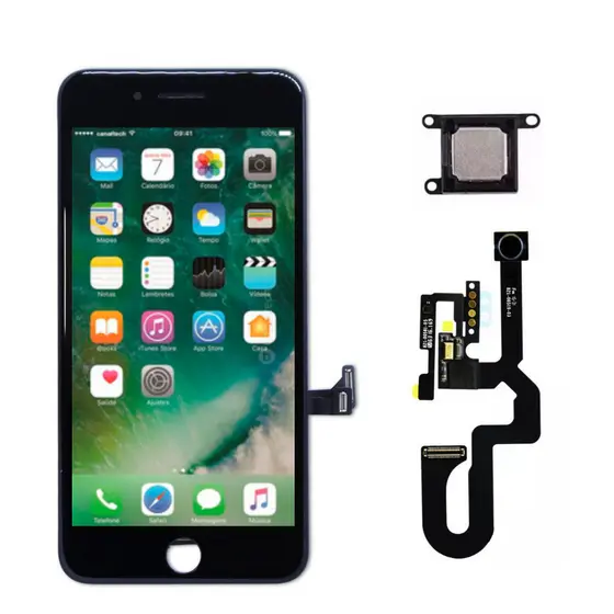 Tela Display Lcd Touch Para Iphone 8 Plus + Câmera Frontal + Alto Falante
