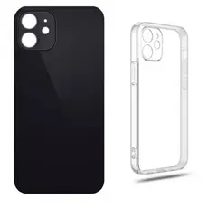 Tampa Traseira De Vidro Para iPhone 12 Preto + Capa Acrílico