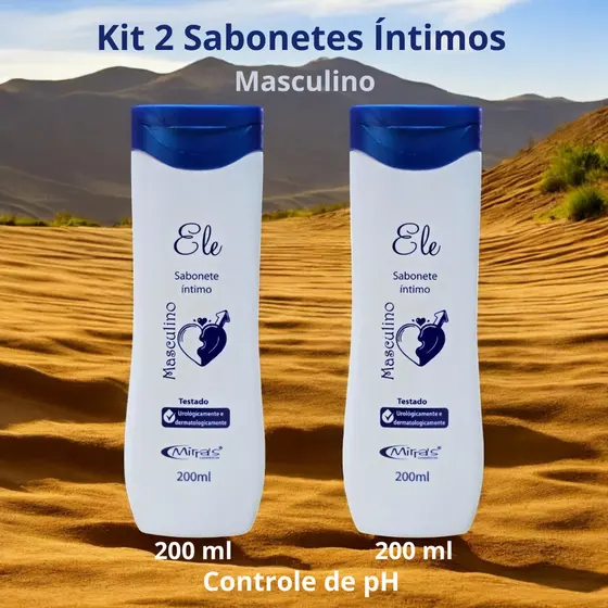 Kit 2 Sabonetes Líquidos Intimo MASCULINO Controle De Ph 200ml