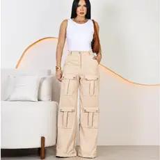 CALÇA PANTALONA CARGO TECIDO ALFAITARIA PREMIUN
