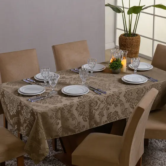 Toalha de Mesa em  Jacquard 1,40 x 1,40 para 4 Lugares - Decoração Cozinha, Sala de Jantar, Mesa Posta
