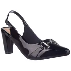 Scarpin Sapato Feminino Slingback Verniz Salto Alto Bico Fino Confortável