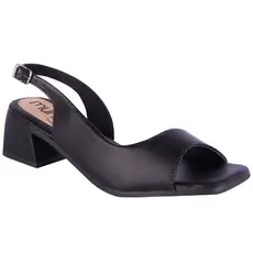 Sandália Salto Geometrico Peep Toe Slingback Bico Quadrado Modelo Moderno Lançamento Conforto