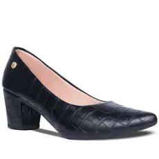 Scarpin Feminino Salto Grosso e Baixo Sapato Croco Tendência Lançamento