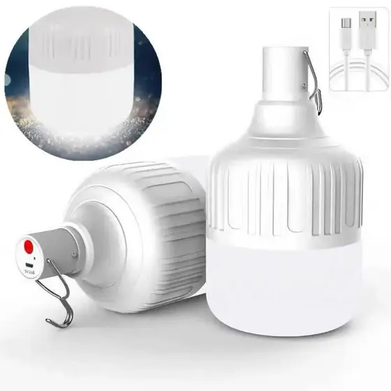 Kit 2 Lampião LED USB Recarregável: Ideal para Camping, Pesca e Emergências, Portátil, Impermeável e Bateria de Longa