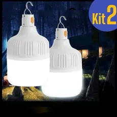 Kit 2 Lampião LED USB Recarregável: Ideal para Camping, Pesca e Emergências, Portátil, Impermeável e Bateria de Longa