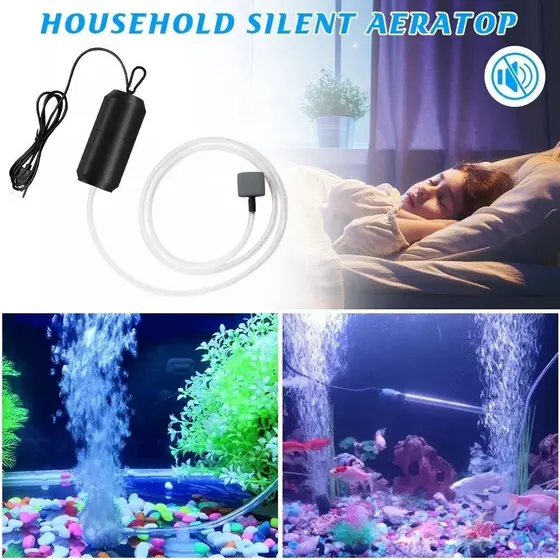 Bomba De Oxigênio/Ar Compressor Filtro USB Portátil Para Aquario De Peixes 12v Silencioso