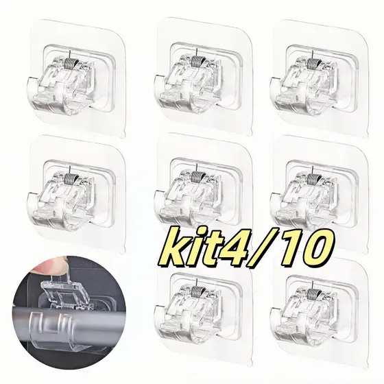 Kit 4/10 Peças Suporte De Varão De Cortina Adesivo Gancho