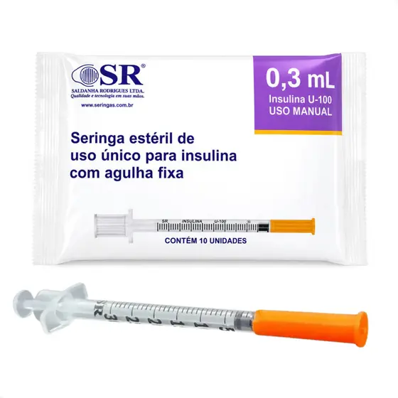 Kit Seringa Insulina Botox Estéril 0,3 ml 6x0,25mm Agulha Fixa 31g SR - Envio Imediato