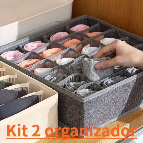 Organizador De Gaveta 33X30X10 24/8/7/6 Divisórias Dobrável Guarda Peças Intimas Sutiã Meias