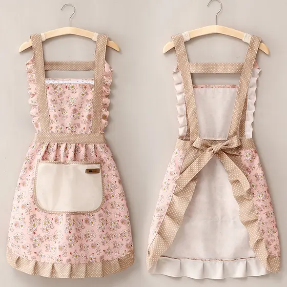 Avental De Princesa Em Renda Floral Com Um Bolso Para Toalhas De Mão À Prova D'água E Resistente Ao Oleo ANJIN.B