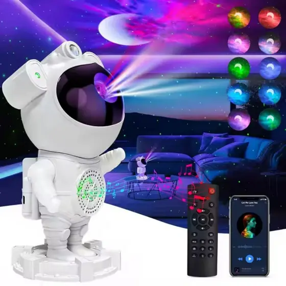 Projetor De Luz Noturna Luminária Astronauta Galáxia Led  Estrelado Com Controle sem bluetooth