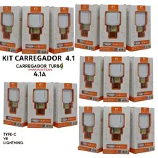 Kit Carregador 4.1 Carregador Para V8 Carregador Para Iphone Carregador para Tipo-C 2 Usb Carga Rápida h´maston