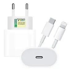 Carregador Turbo 20w Compatível iPhone + Cabo Lightning