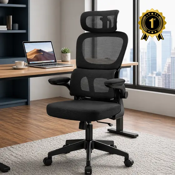 Cadeira Escritório Diretor Ergonômica Premium Suporte Lombar Apoio Cabeça Giratória Ajuste Postural
