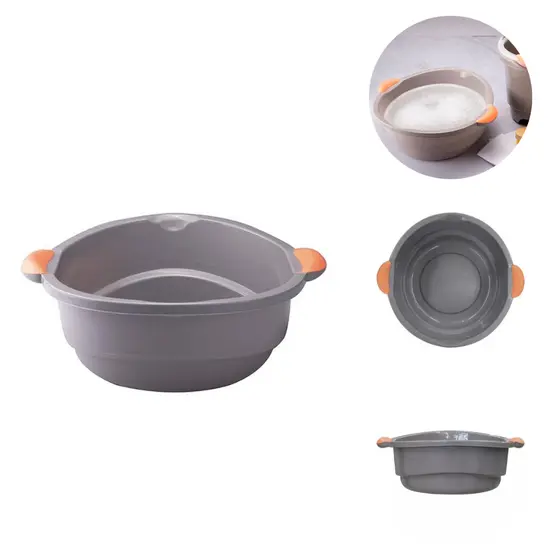 Bacia Fluir Plástica Redonda Cinza Com Bico Lavanderia 9 Litros Resistente Plasútil