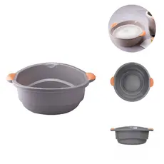Bacia Fluir Plástica Redonda Cinza Com Bico Lavanderia 9 Litros Resistente Plasútil