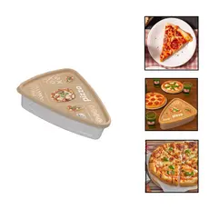 Pote Porta Fatia Pizza 1,2L Triangular Decorado Plástico Plasútil Tampa Pressão Clic
