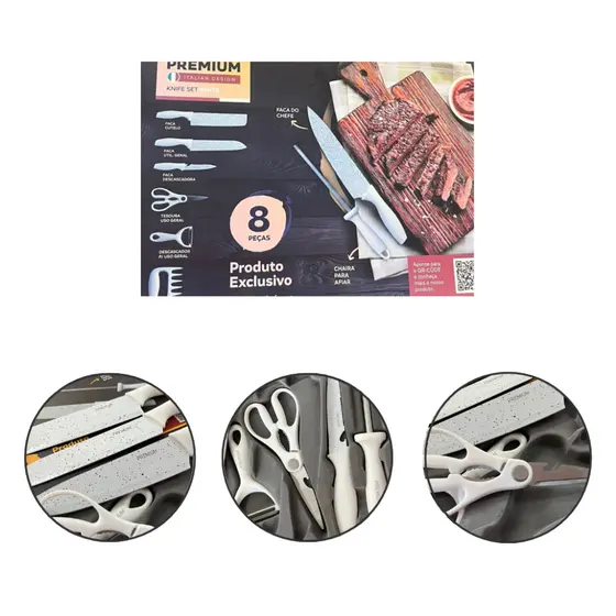 Jogo Conjunto De Facas e Utensílios Para Cozinha Premium 8 Peças