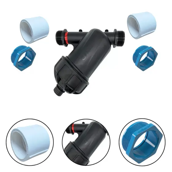 Kit Filtro Modular Azud Disco Com Luva Roscável e Adaptador Sistema Irrigação 2´´ Polegada 125 Mesh
