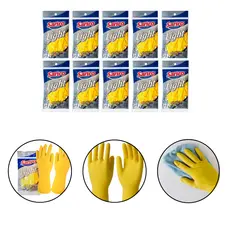 Par de Luvas Light Látex Tamanho M Sanro Amarela Para Faxina Antiderrapante 10 Unidades