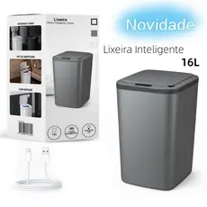 Lixeira Sensor Automática Inteligente de Banheiro Cozinha Escritório Capacidade 16 Litros
