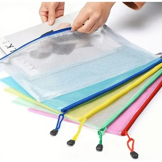 Kit 10 Pastas A4 com Zíper de Plástico - Impermeáveis, Resistentes e Multiuso para Documentos