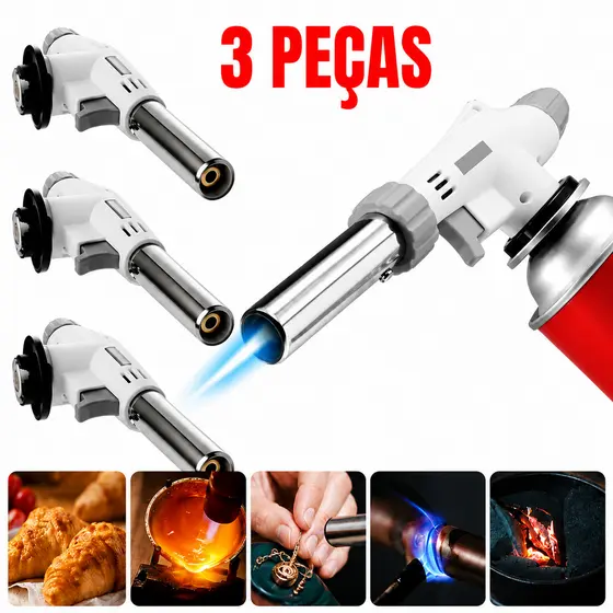 Kit 1/2/3 Maçaricos Culinários Portáteis Para Cozinha e Confeitaria Bico Profissional