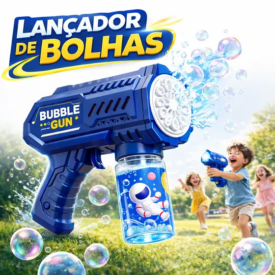 Lança Bolhas de Sabão com Luz Brinquedo Infantil Arminha de Bolha Diversão Crianças