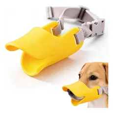 Focinheira para Cachorro Silicone Patinho Ajustável Anti Mordida