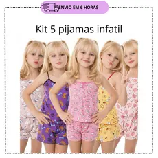 Kit 5 Pijama MICRO INFANTIL Baby Doll Estampado Personagens Short Doll MICROFIBRA