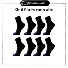 kit 6 Pares De Meia  CANO ALTO PRETO Sport